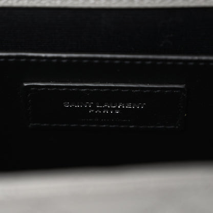 Saint Laurent Grain De Poudre Textured Mixed Matelasse Medium Triquilt Monogram Satchel New Stone 6 of 9