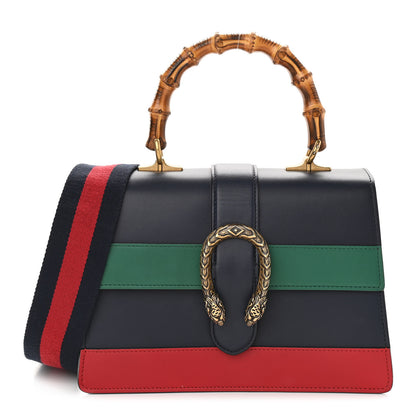 Gucci Moon Calfskin Bamboo Web Medium Dionysus Top Handle Bag Blue Emerald Hibiscus Red 1 of 10