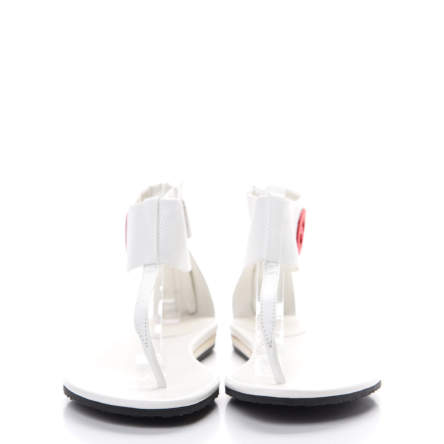 Calfskin GG Zip Thong Sandals 37 White