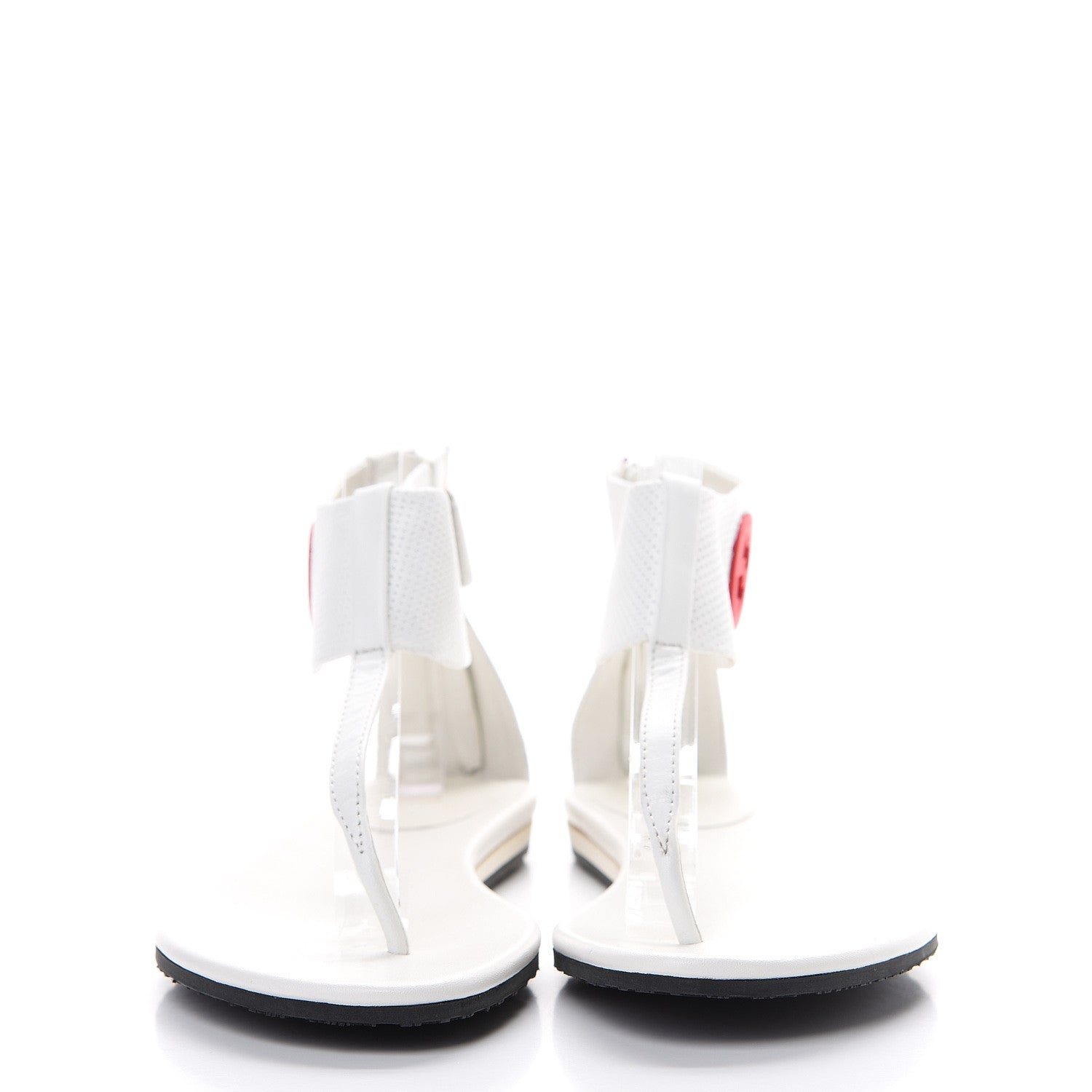 Gucci Calfskin GG Zip Thong Sandals 37 White 2 of 8