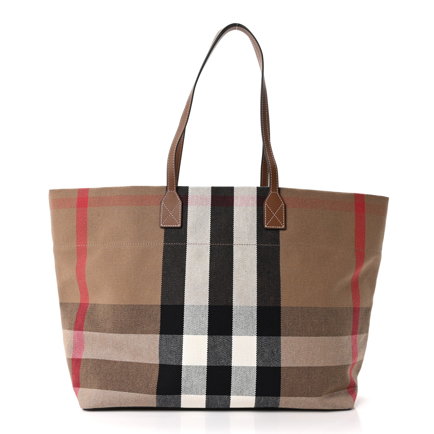 Burberry Giant Check Canvas Medium London Tote Taupe Brown 1 of 10