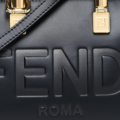 Fendi Vitello King Plexiglass Logo Embossed Mini By The Way Top Handle Boston Bag Black 8 of 10