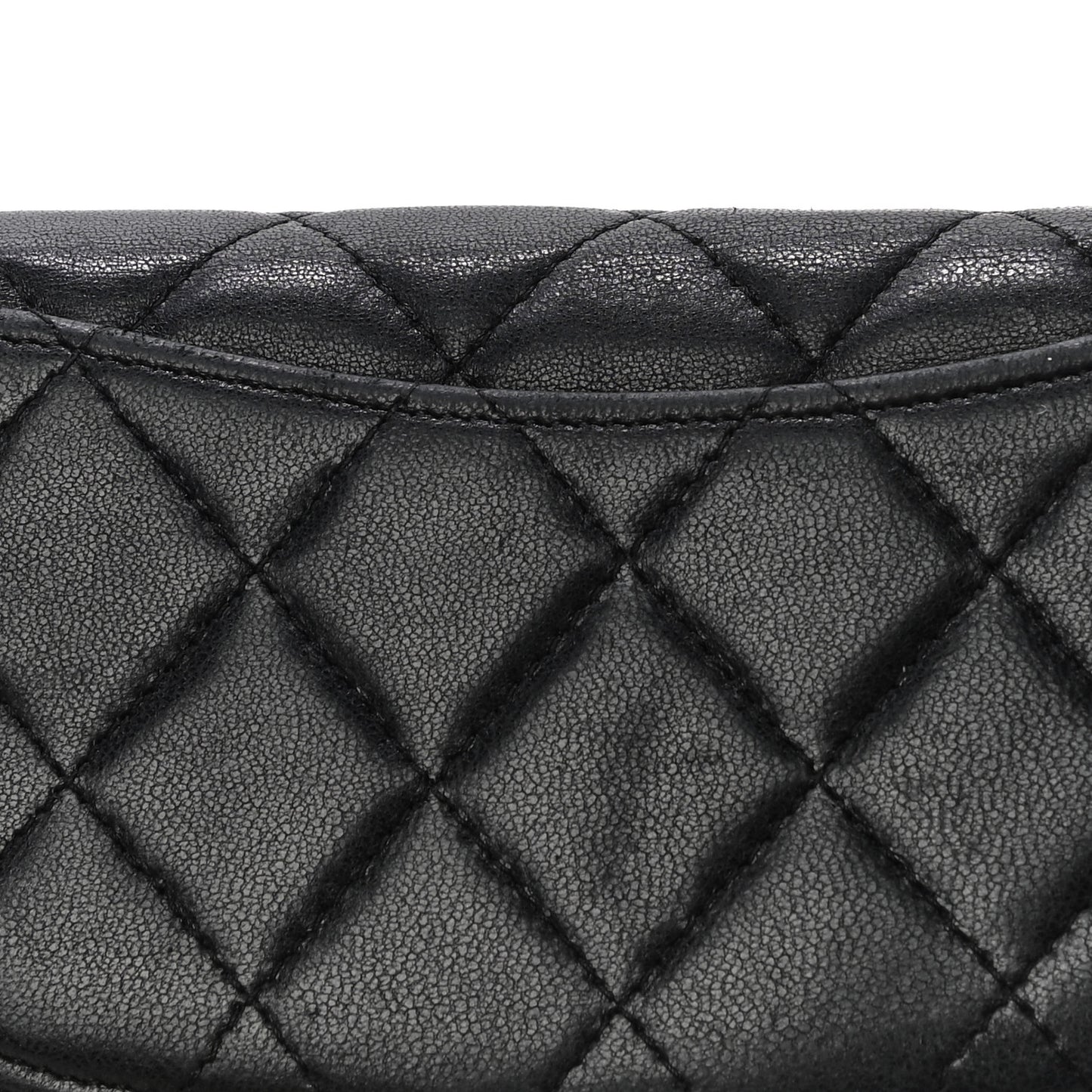 Lambskin Quilted Yen Wallet Black
