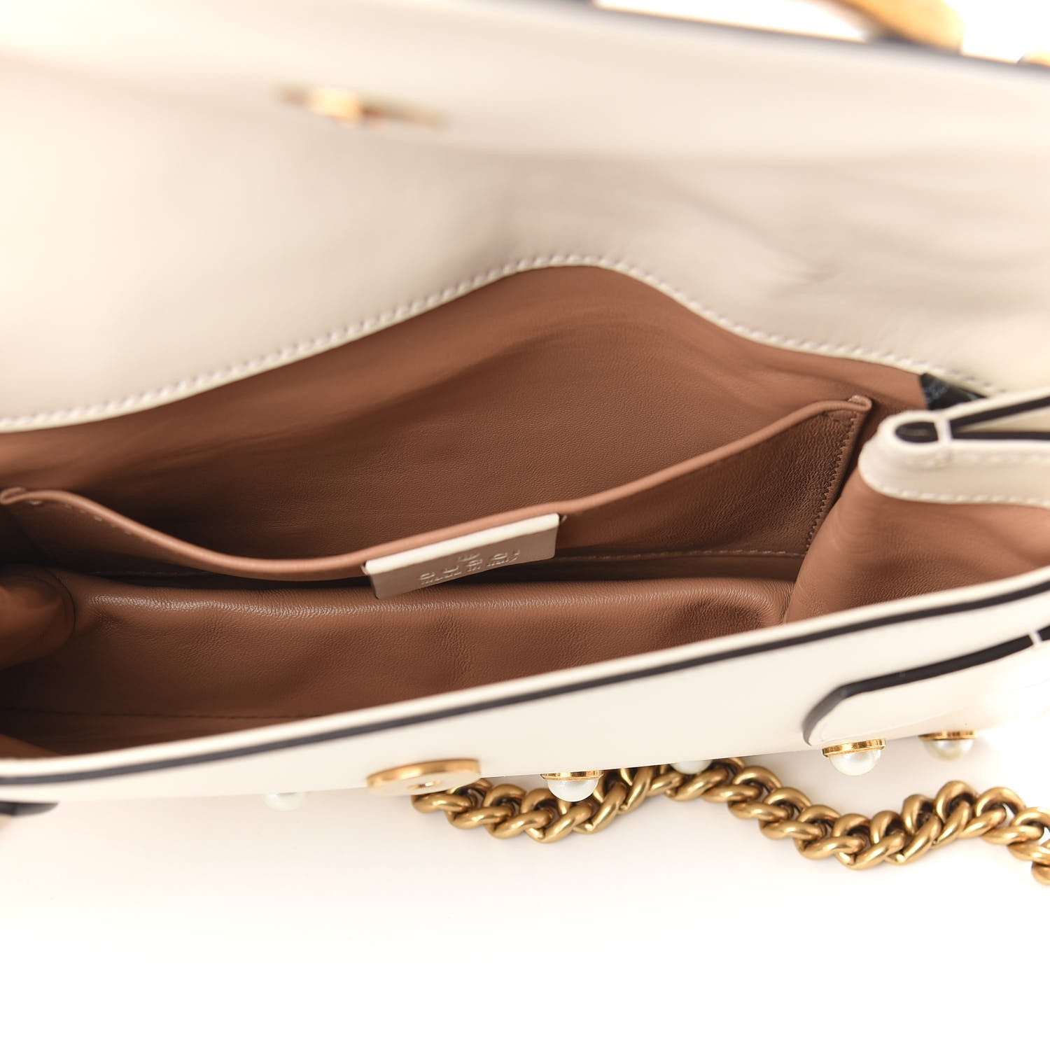 Gucci Nappa Pearl Studded Mini Queen Margaret Broadway Shoulder Bag Mystic White 5 of 9