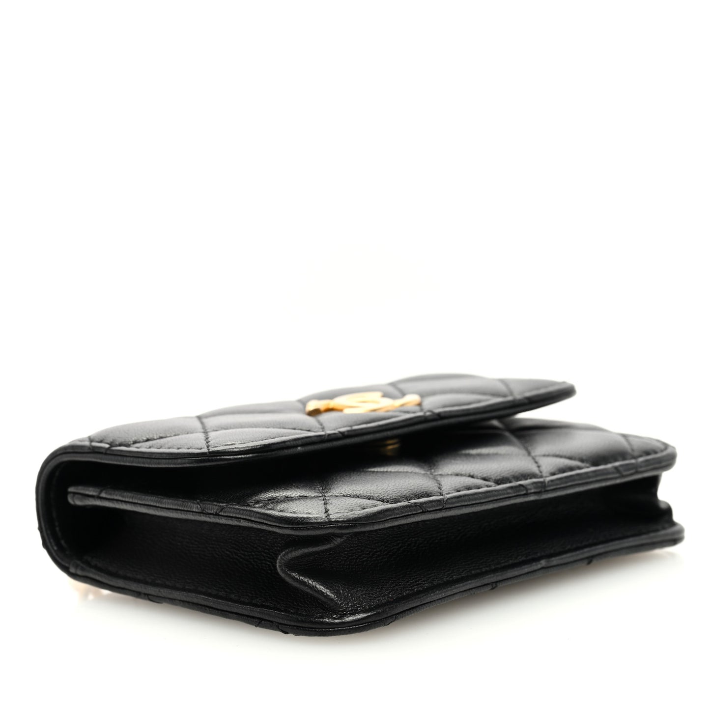 Lambskin Quilted Sweet Camellia Clutch With Chain Black