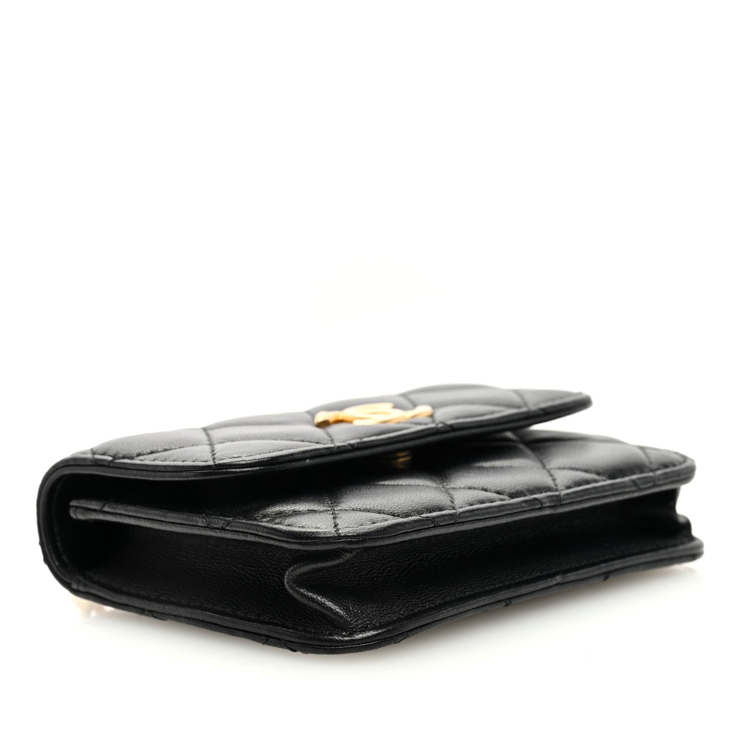 Chanel Lambskin Quilted Sweet Camellia Clutch With Chain Black 4 of 10