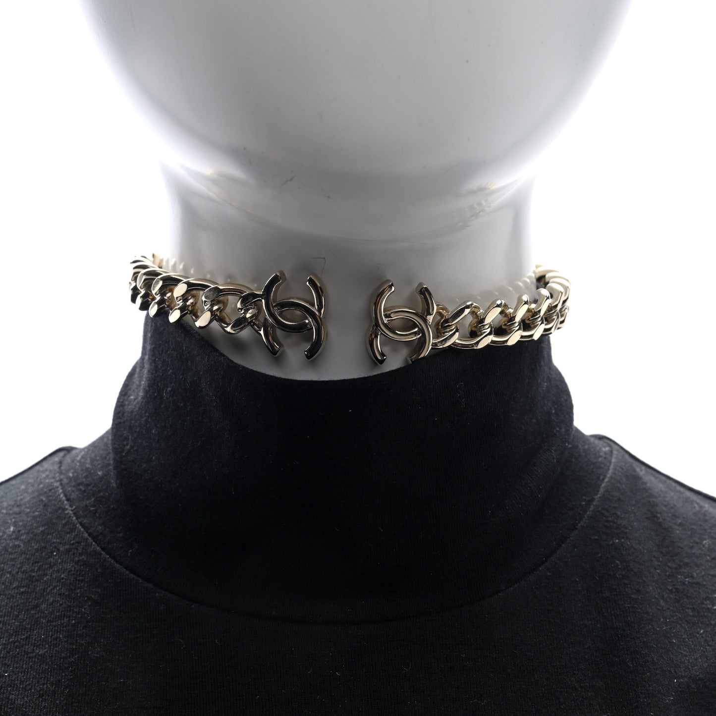 Metal CC Chain Link Choker Necklace M Gold