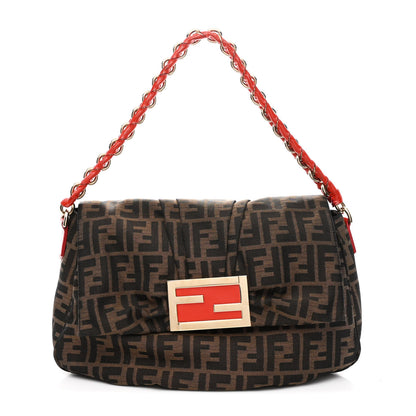 Fendi Zucca Patent Mia Shoulder Flap Tabasco Red 1 of 11