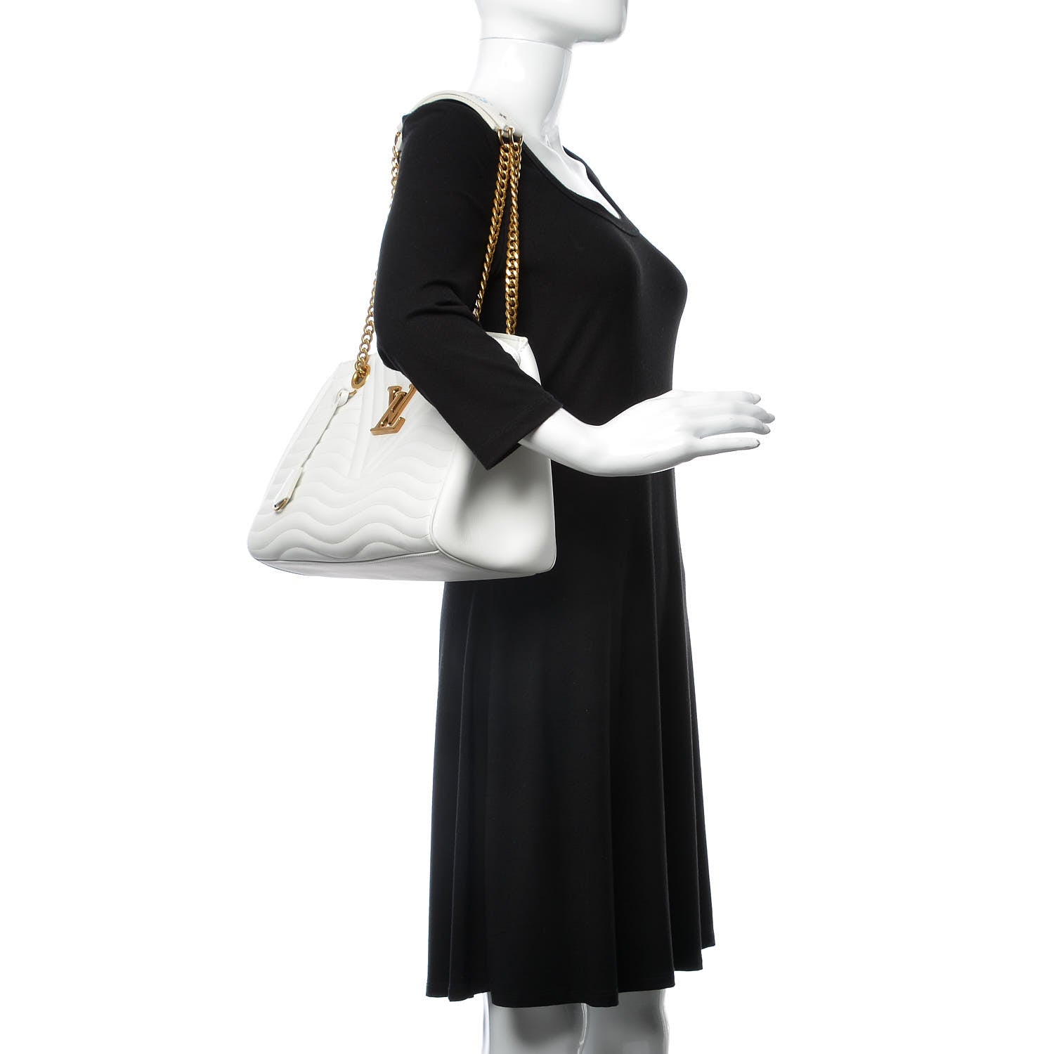 Louis Vuitton Calfskin New Wave Chain Tote Snow 3 of 11