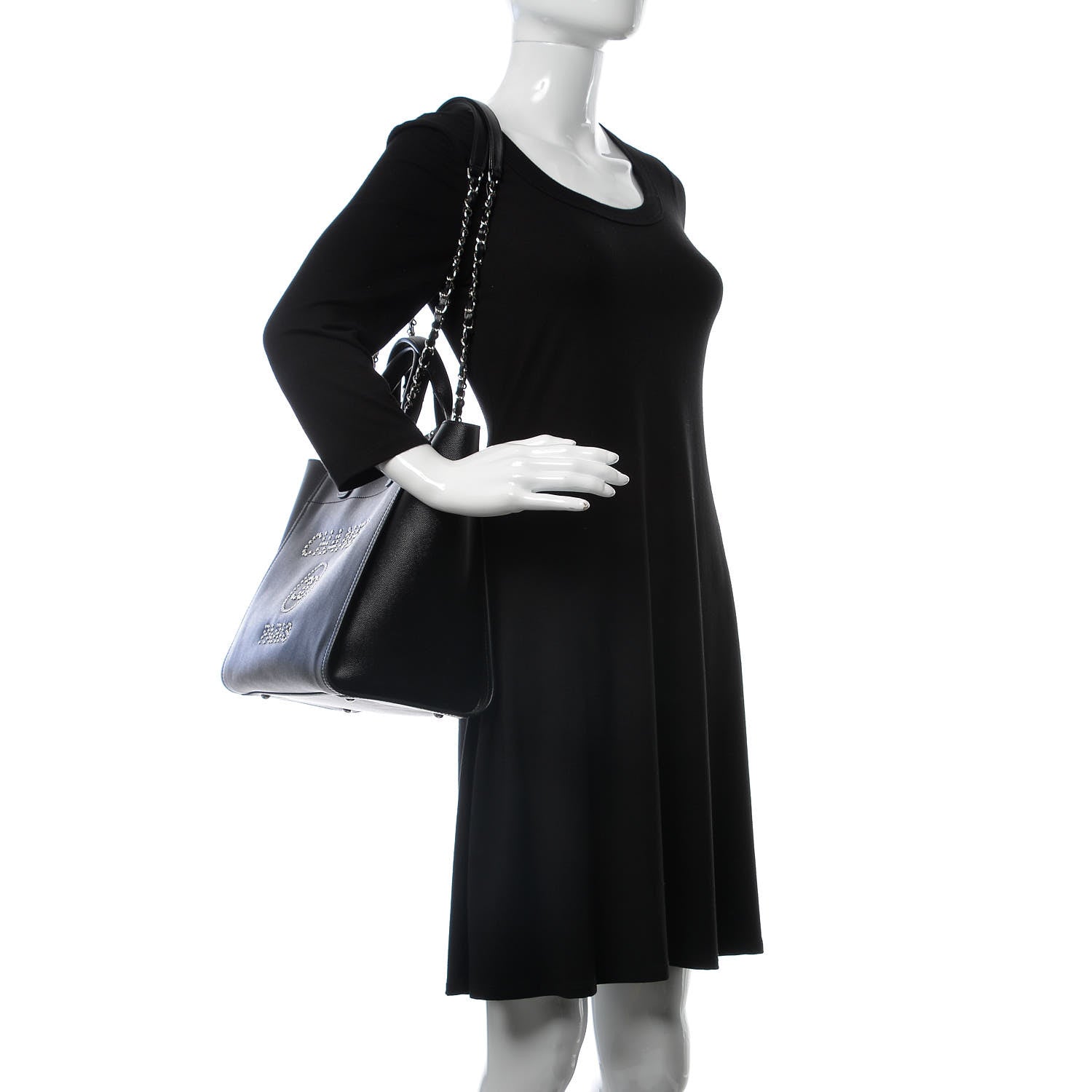 Chanel Caviar Small Studded Deauville Tote Black 3 of 11