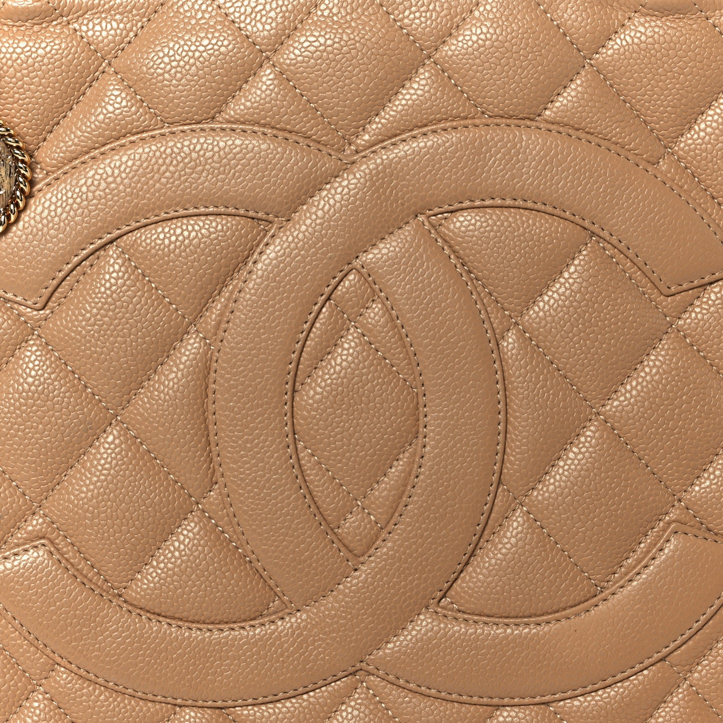 Caviar Quilted Medallion Tote Beige