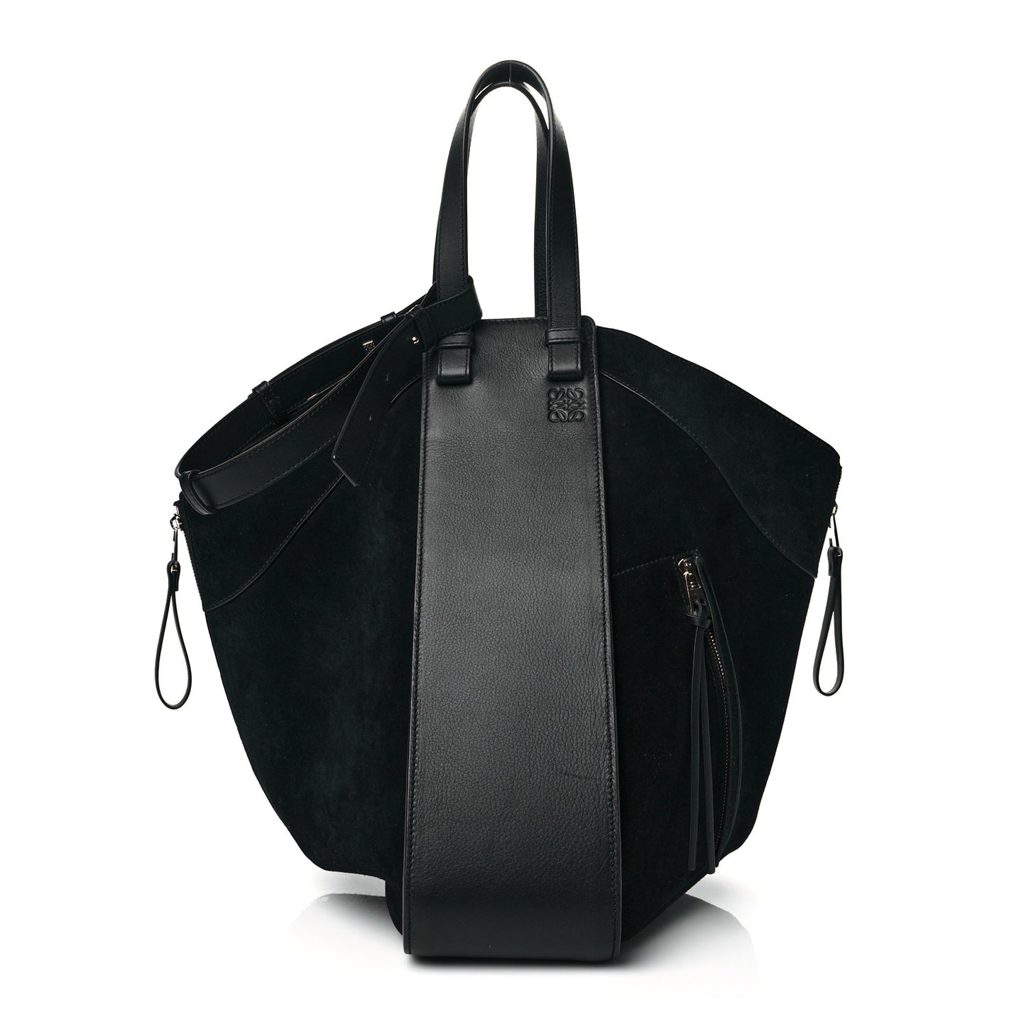 Calfskin Suede Medium Hammock Shoulder Bag Black