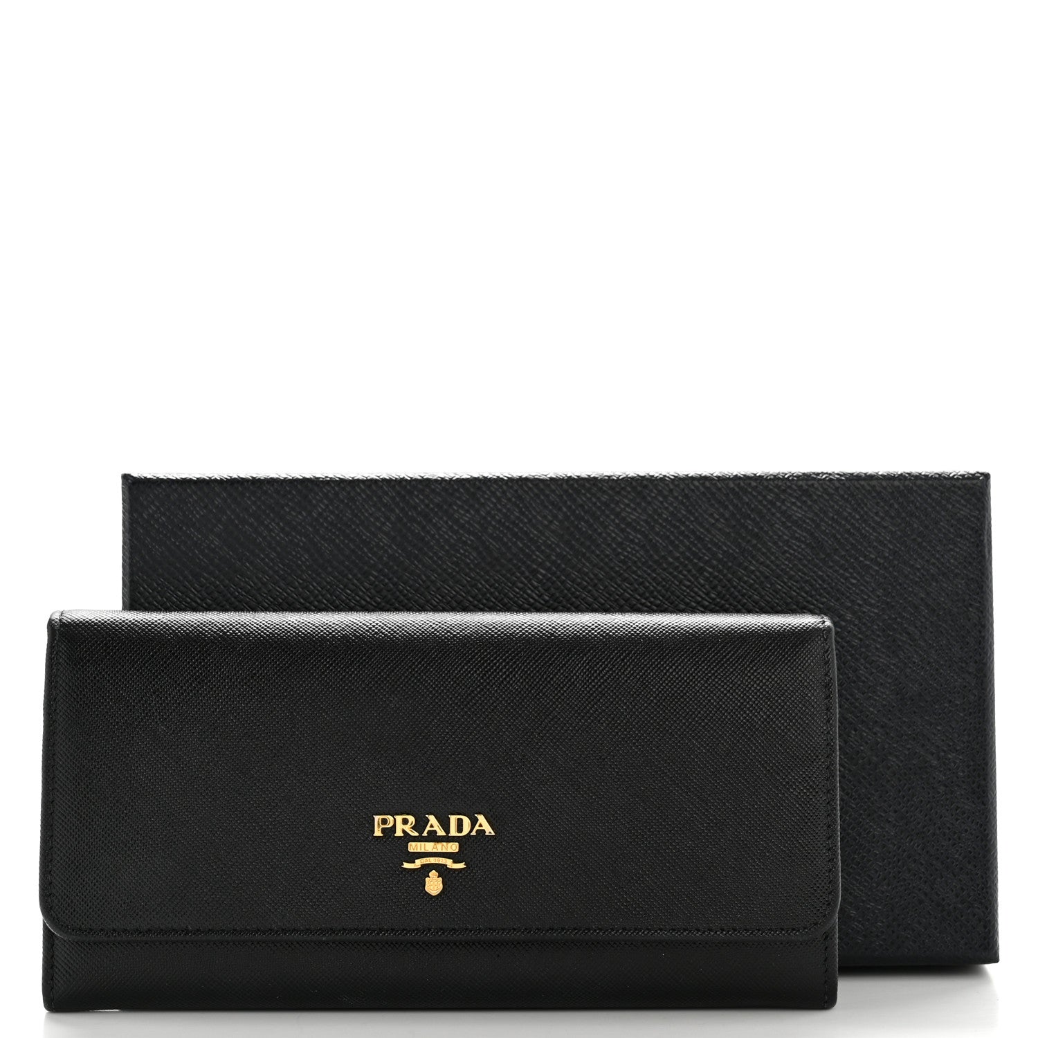 Prada Saffiano Metal Continental Flap Travel Wallet Black 11 of 11