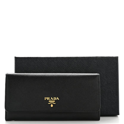 Prada Saffiano Metal Continental Flap Travel Wallet Black 11 of 11