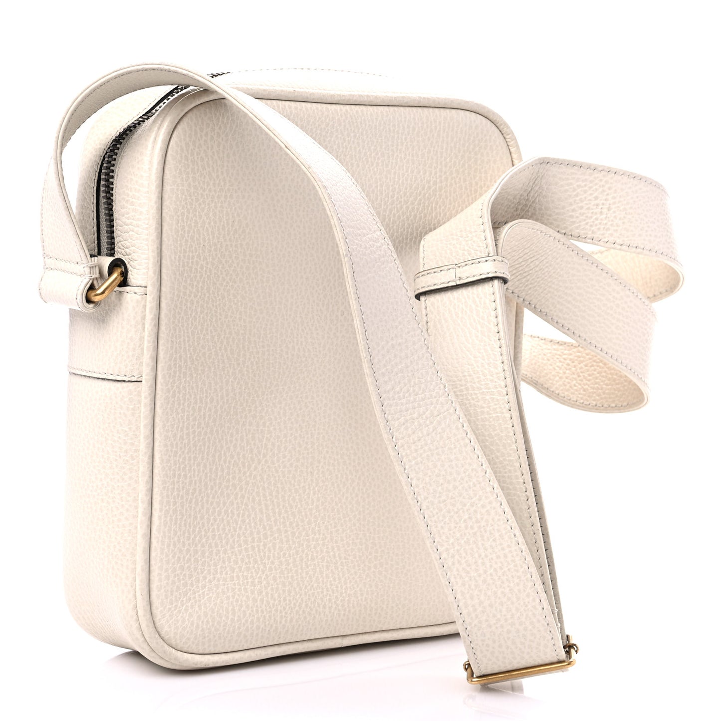 Grained Calfskin Logo Messenger Bag White