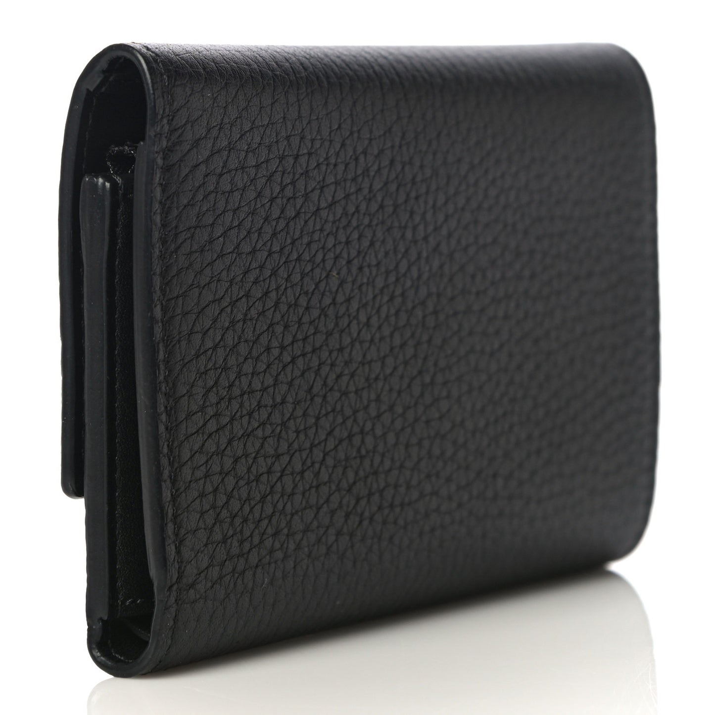 Taurillon Capucines Studded Compact Wallet Black