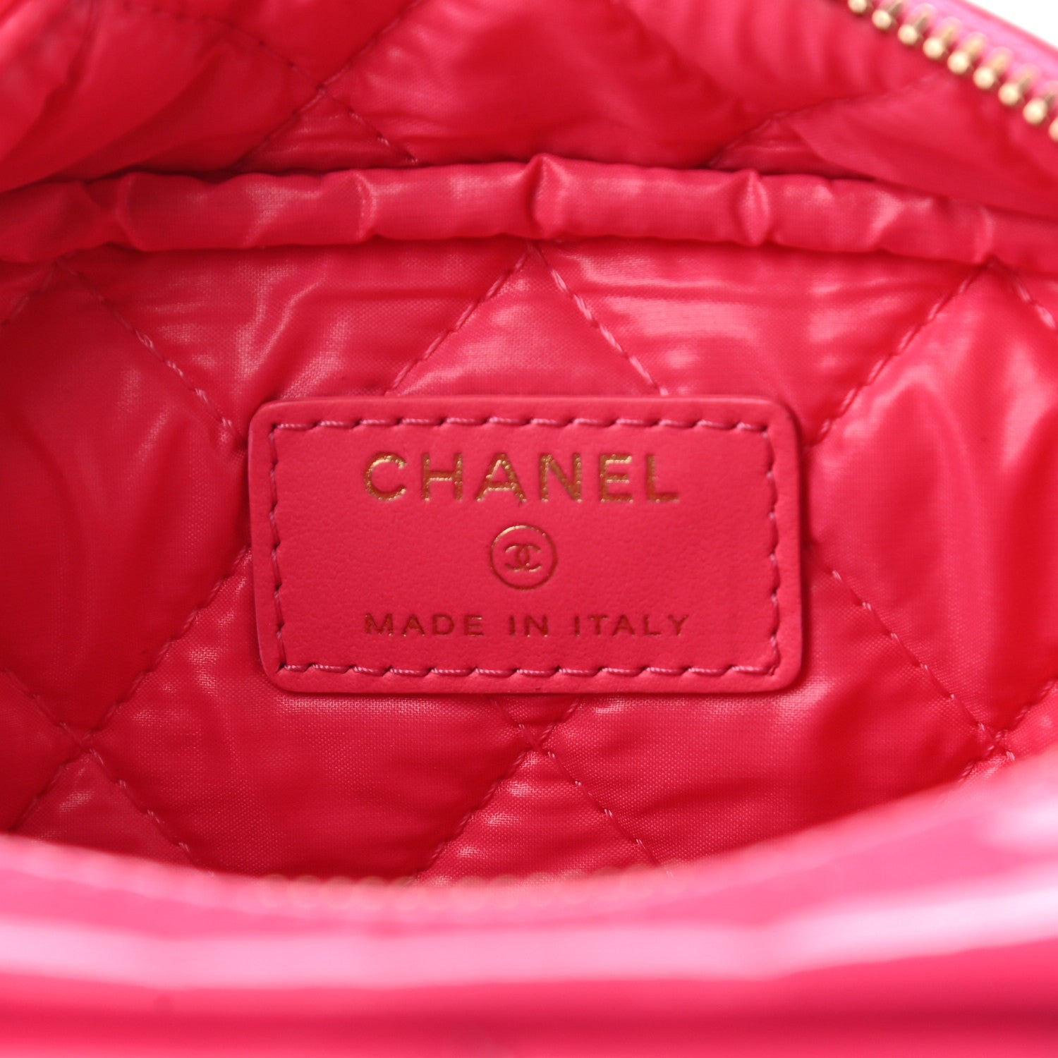 Chanel Patent Quilted Medium Curvy Pouch Cosmetic Case Pink 6 of 7