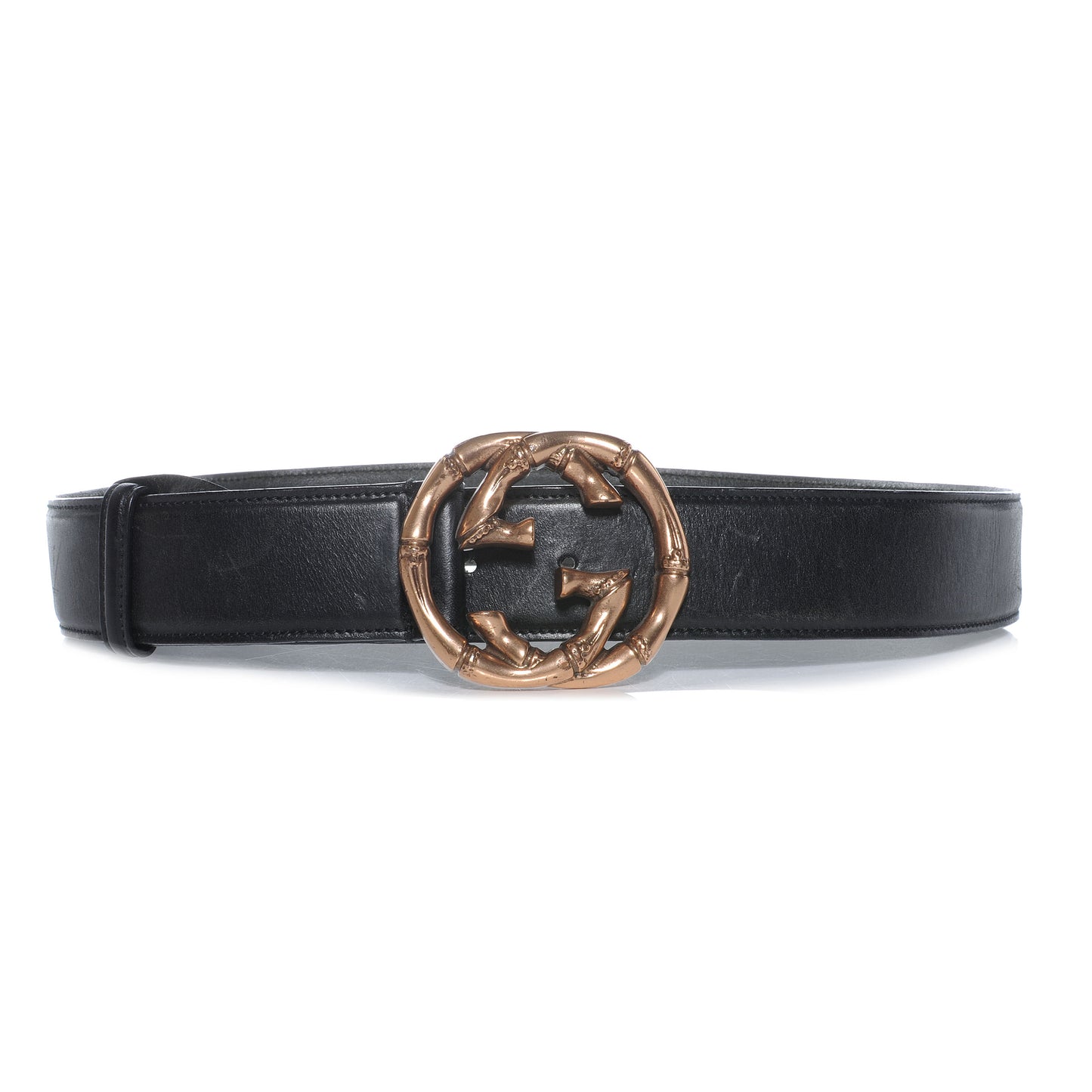Leather Bamboo Interlocking G Belt 85 34 Black