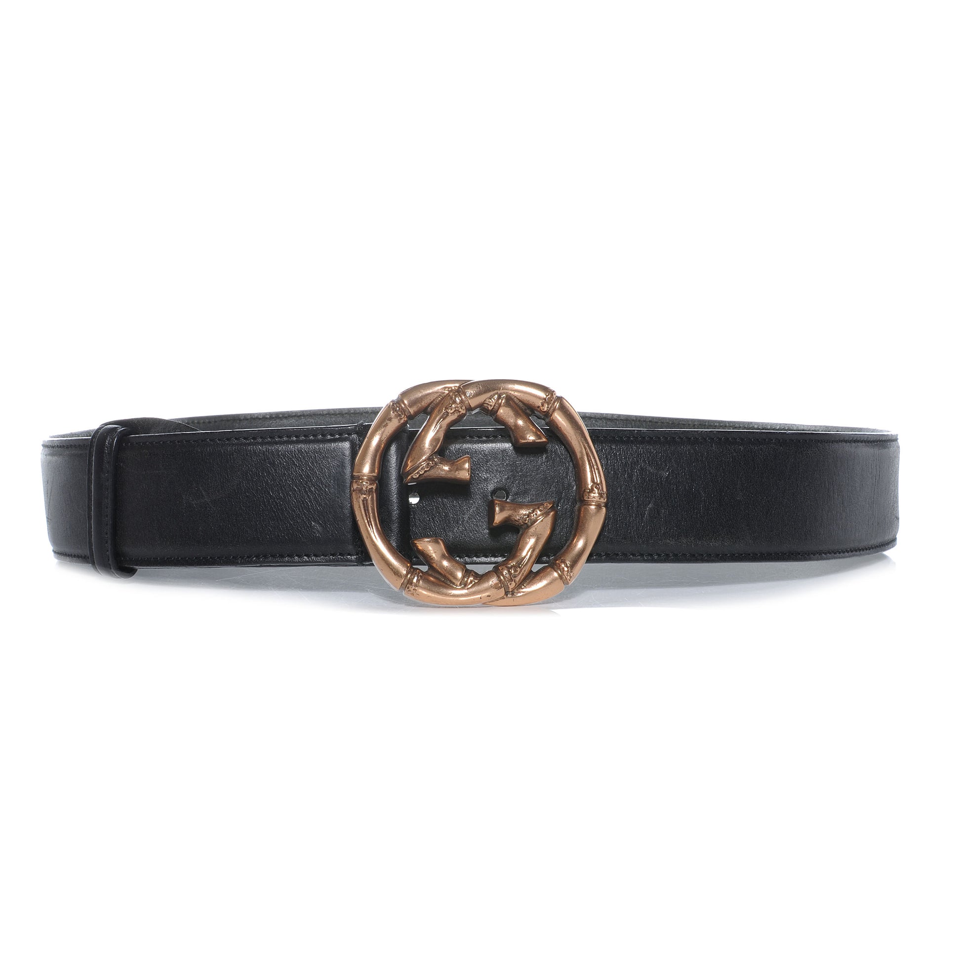 Gucci Leather Bamboo Interlocking G Belt 85 34 Black 1 of 8