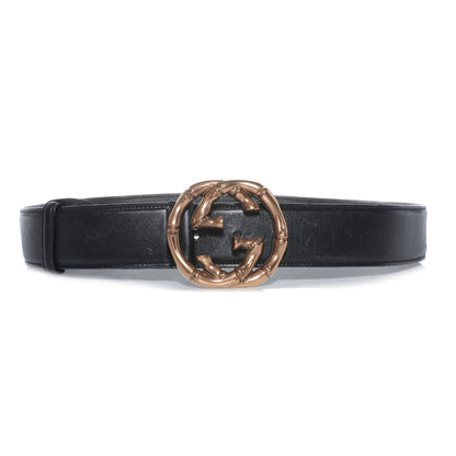 Gucci Leather Bamboo Interlocking G Belt 85 34 Black 1 of 8