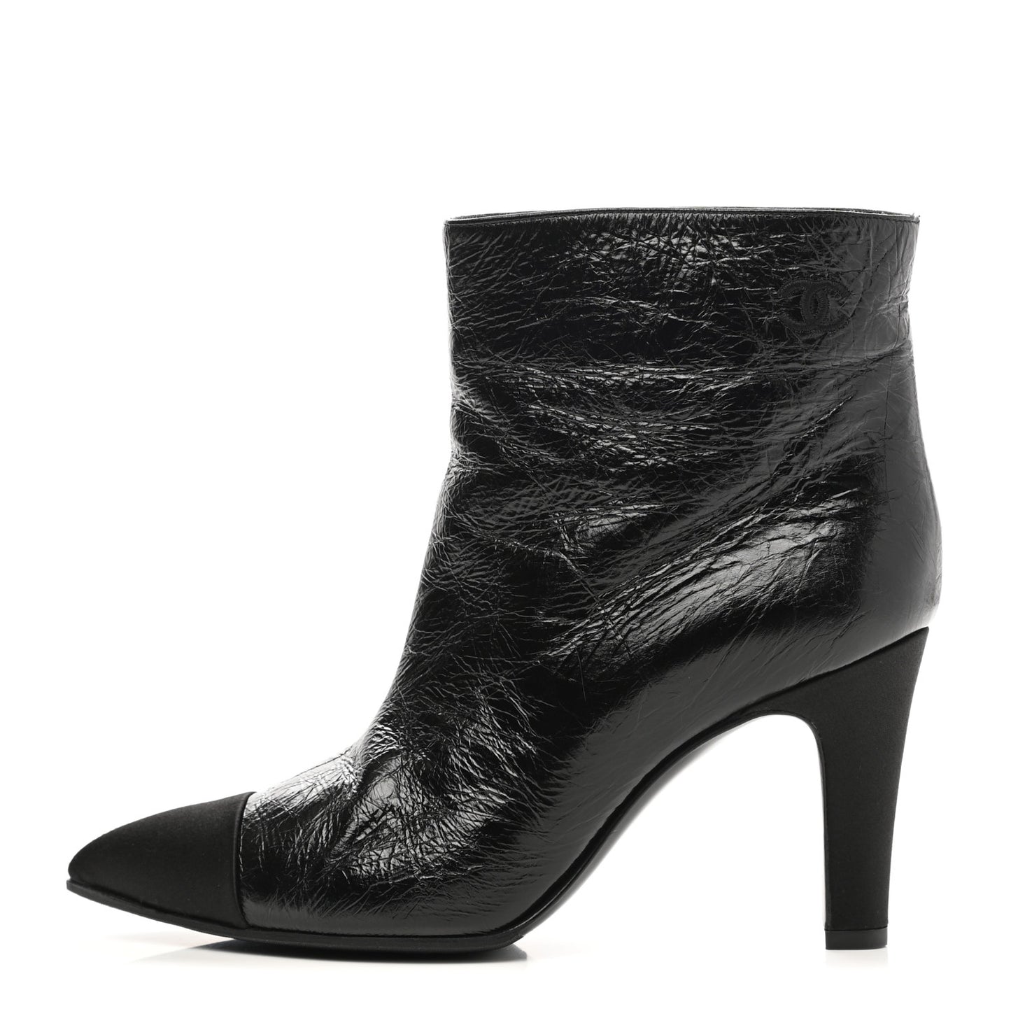 Satin Grosgrain Cap Toe Ruffle Boots 37.5 Black 38 Black