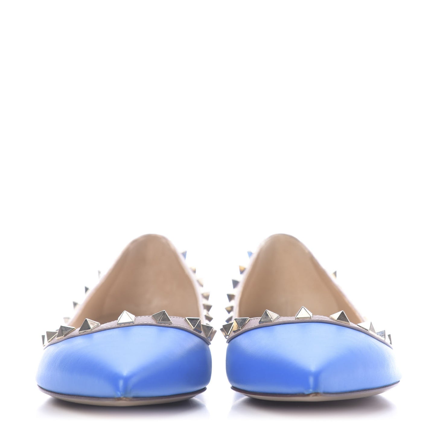 Nappa Rockstud Ballerina Flats 38 Blue Poudre
