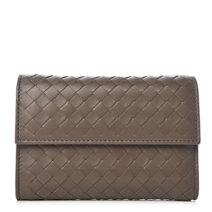 Bottega Veneta Nappa Intrecciato Continental Compact Flap Wallet Light Grey 1 of 8