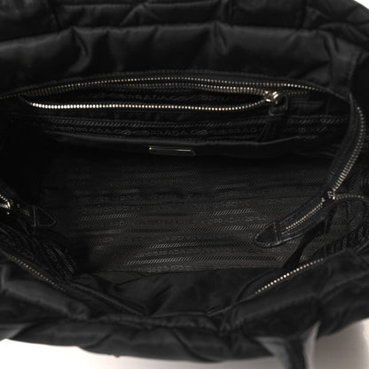 Prada Re-Nylon Nappa Triangle Quilted Padded Medium Double Handled Zip Tote Black 5 of 9