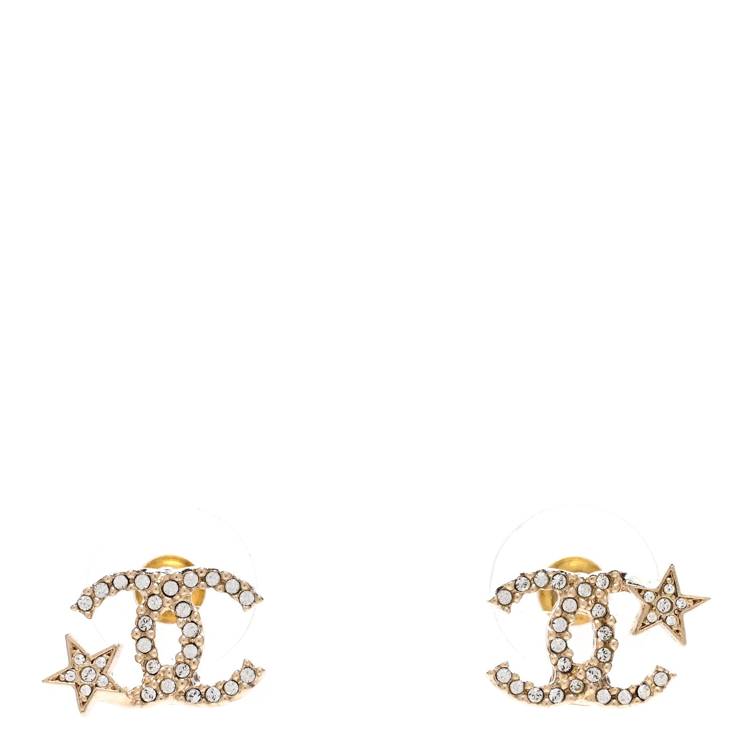 Chanel Crystal CC Starfall Earrings Gold 1 of 5