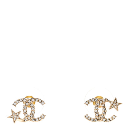 Chanel Crystal CC Starfall Earrings Gold 1 of 5