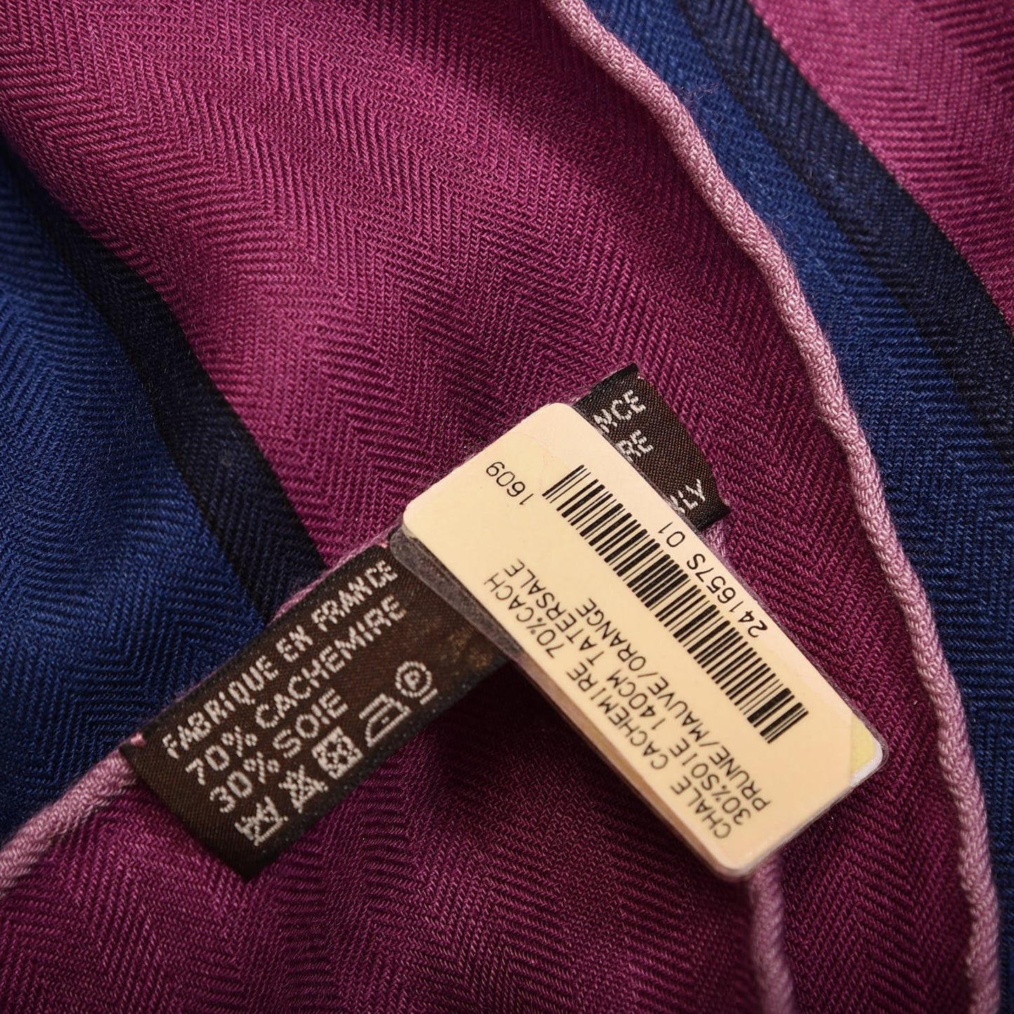 Cashmere Silk Tatersale Shawl 140 Prune Mauve Orange