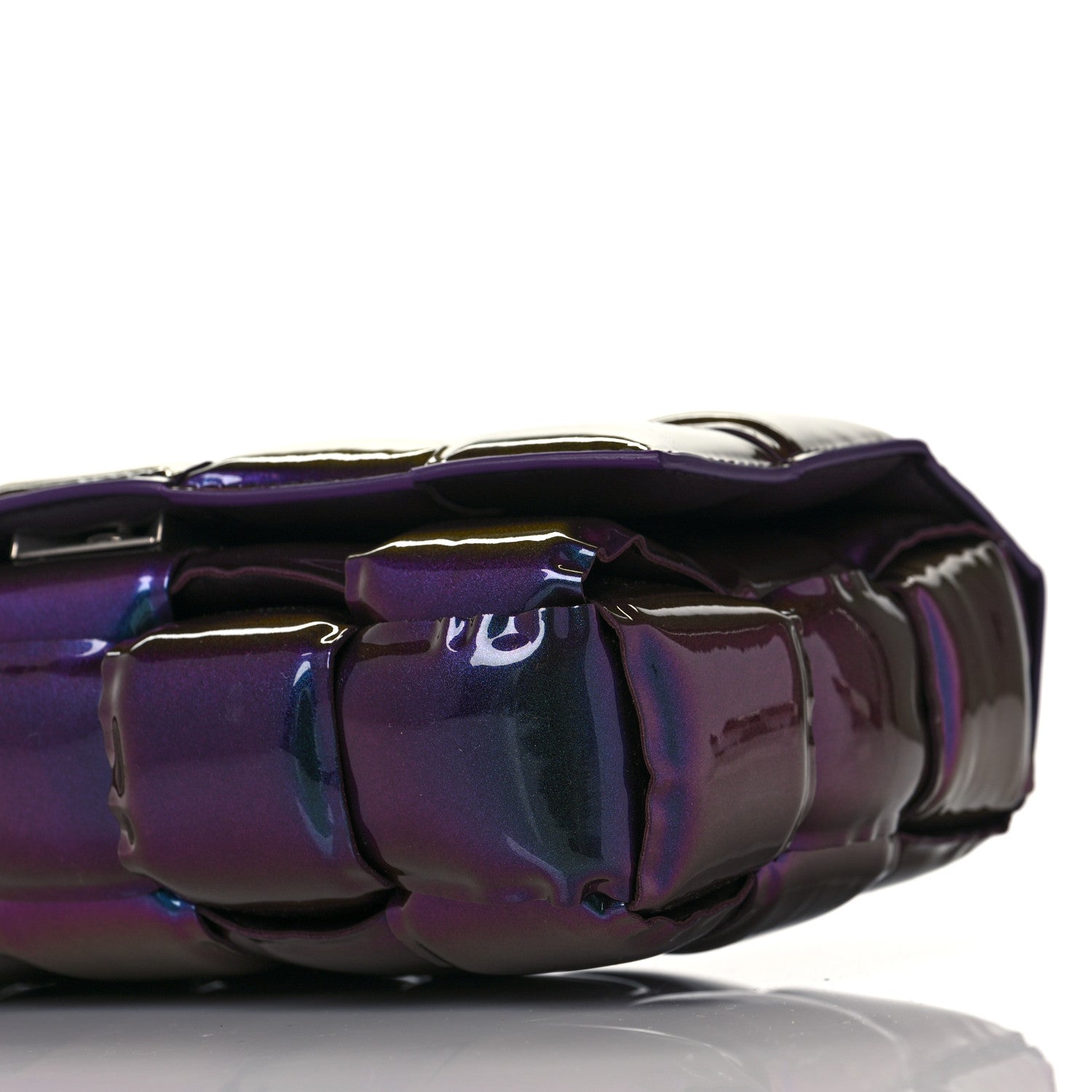 Bottega Veneta Glossy Nail Polish Nappa Maxi Intreccio Padded Cassette Crossbody Bag Holographic 8 of 8