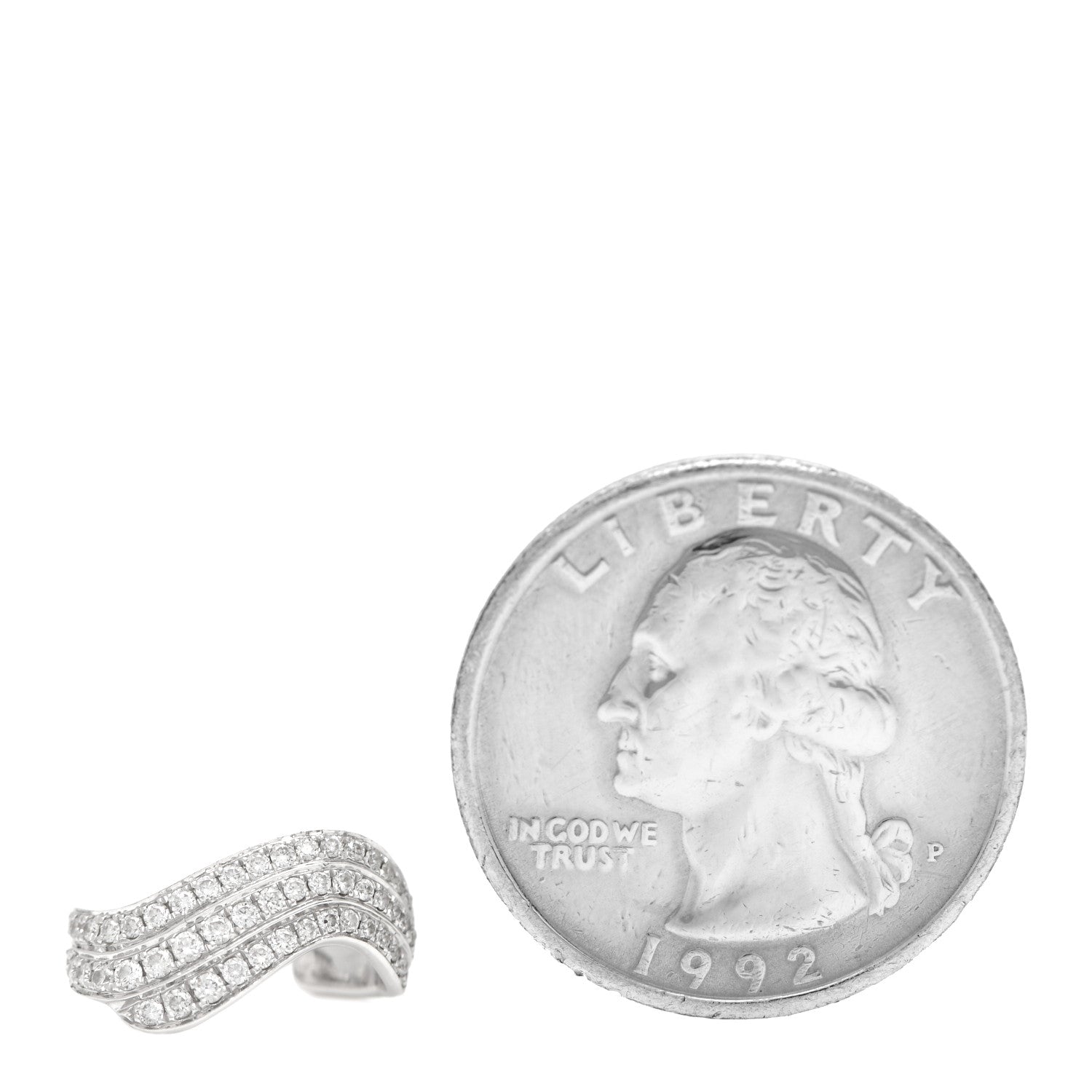 Anita Ko 18K White Gold Diamond Wave Ear Cuff Earring 2 of 4