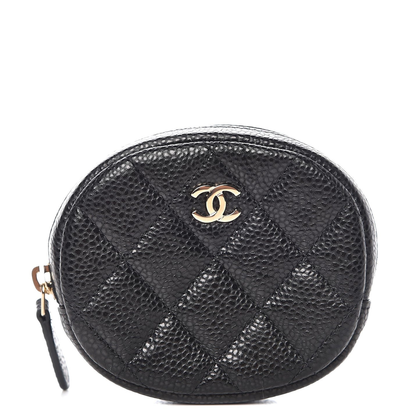 Caviar Quilted Zip Around Classic Coin Purse Black