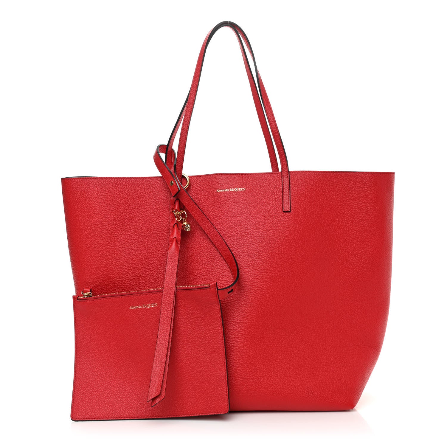 Alexander McQueen Grained Calfskin Skull Open Shopper Tote Red 1 of 9
