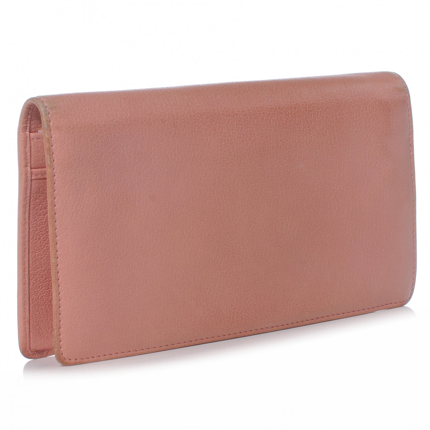 Leather Camellia Yen Wallet Pink