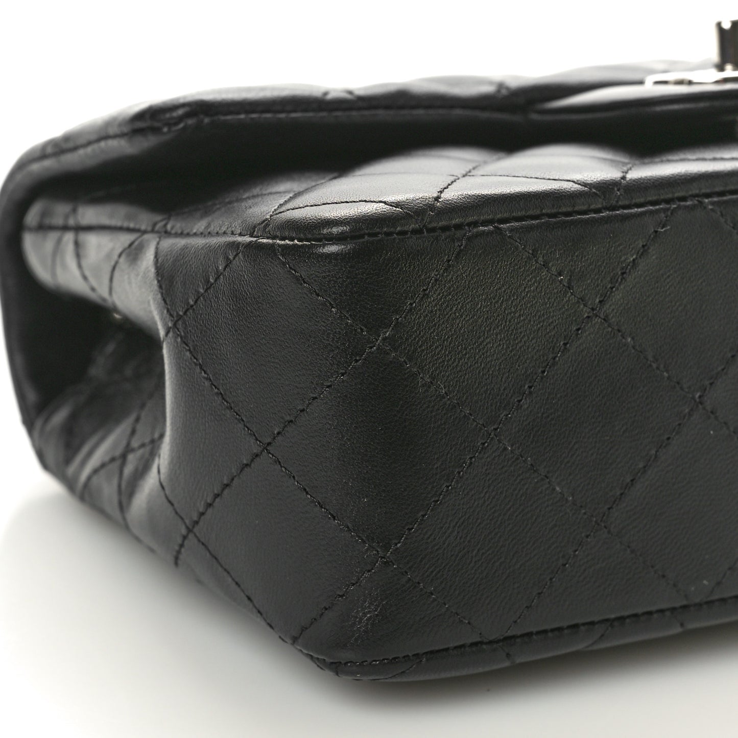 Lambskin Quilted Mini Rectangular Flap Black