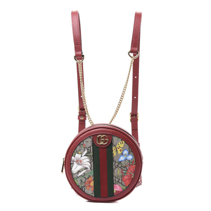Gucci GG Supreme Monogram Web Flora Mini Ophidia Round Backpack Red 1 of 9