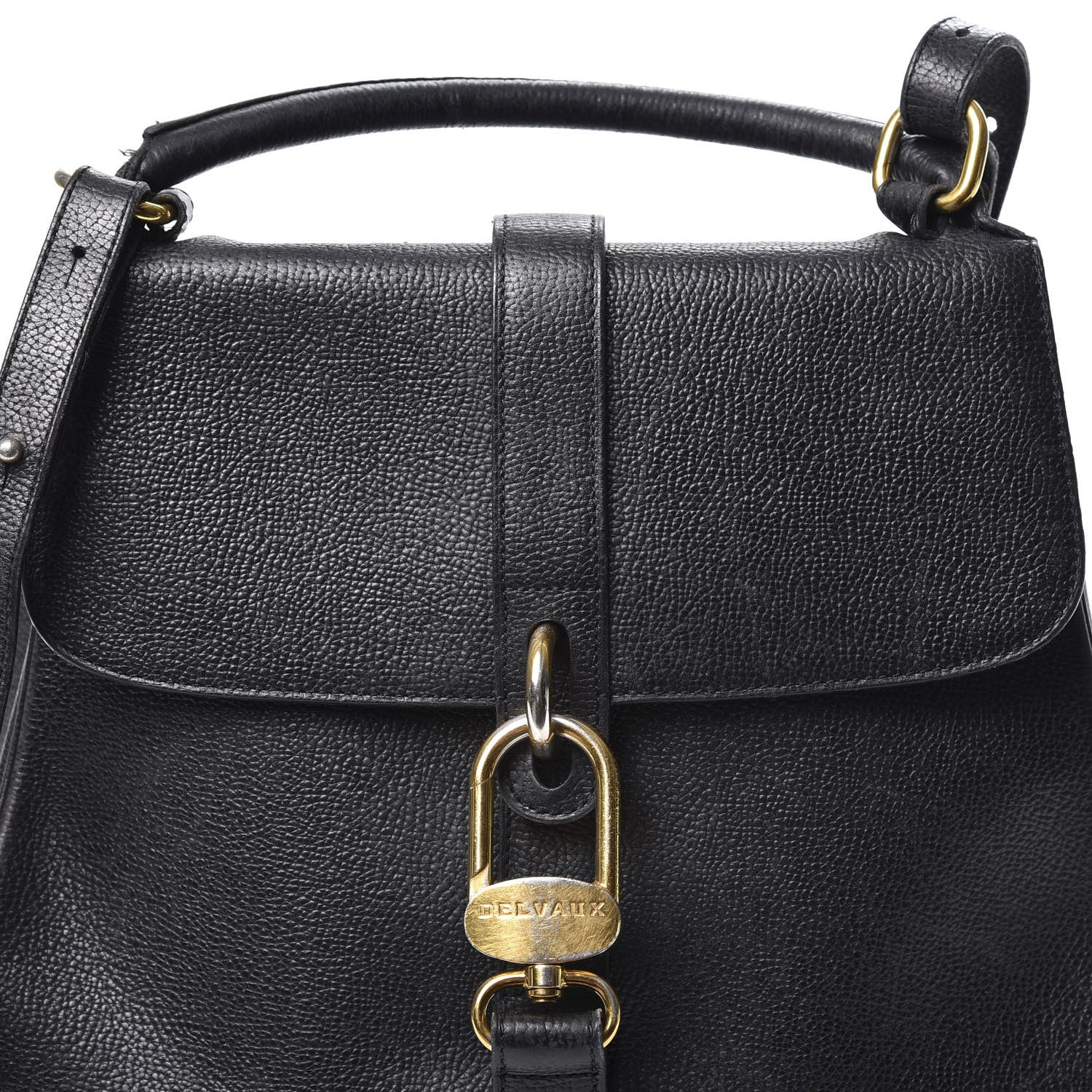 Delvaux Grained Calfskin Gin Fizz Jumping Satchel Black 9 of 9