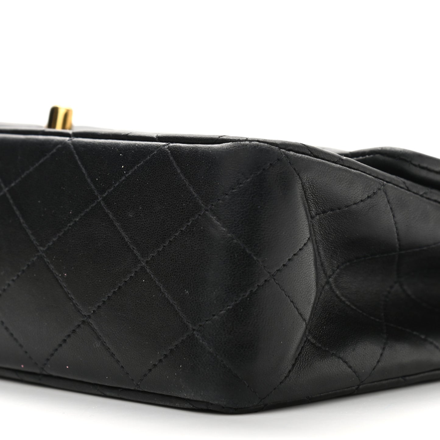 Lambskin Quilted Medium Double Flap Black