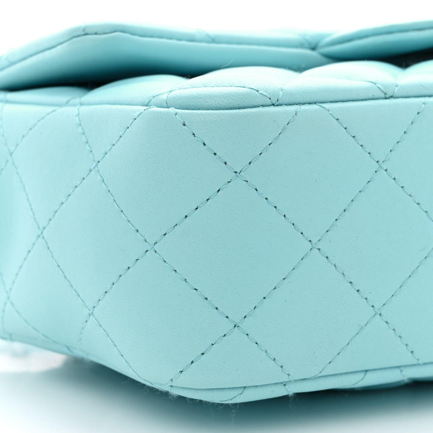Lambskin Quilted Mini Rectangular Flap Light Blue