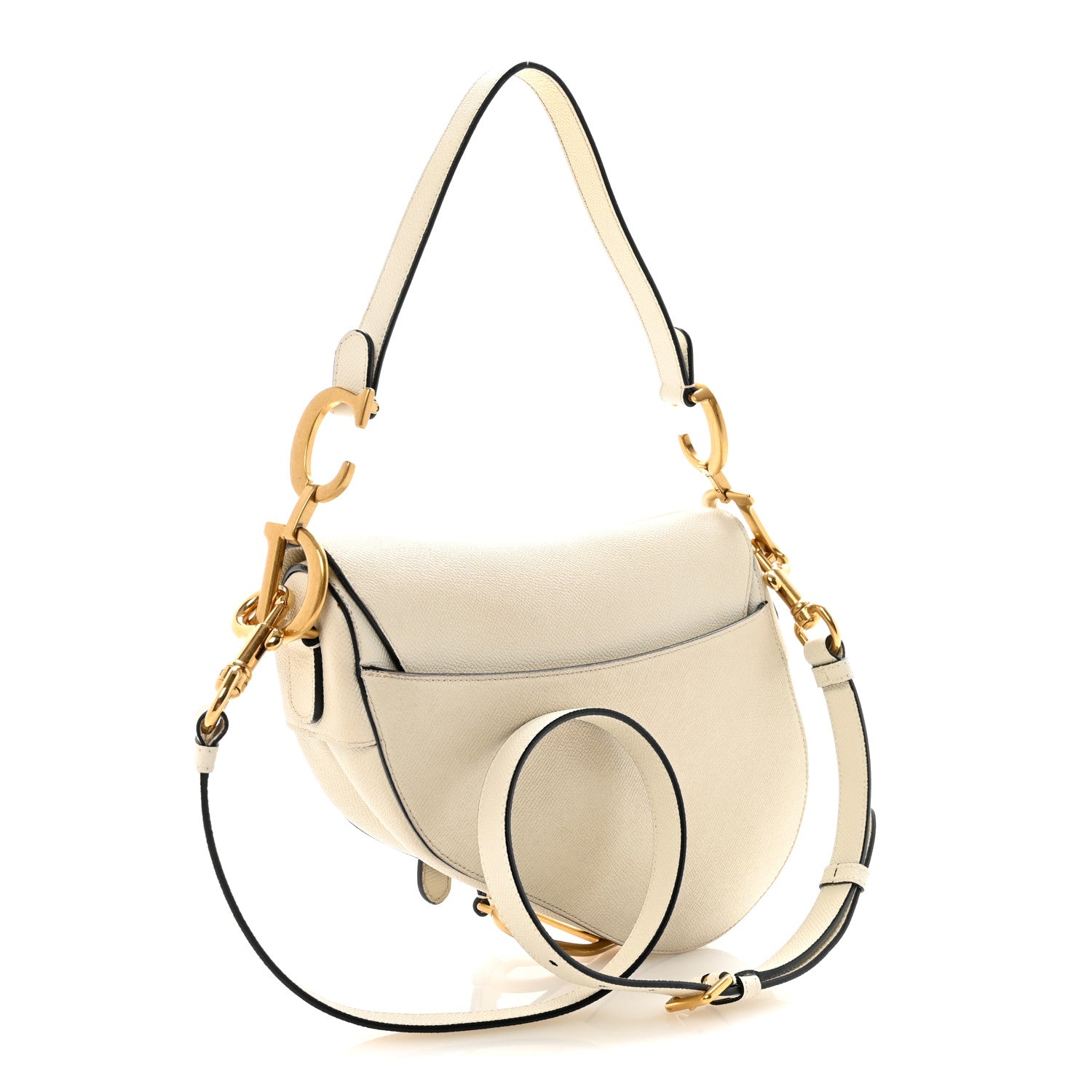 Christian Dior Grained Calfskin Saddle Bag With Strap Latte 3 of 11