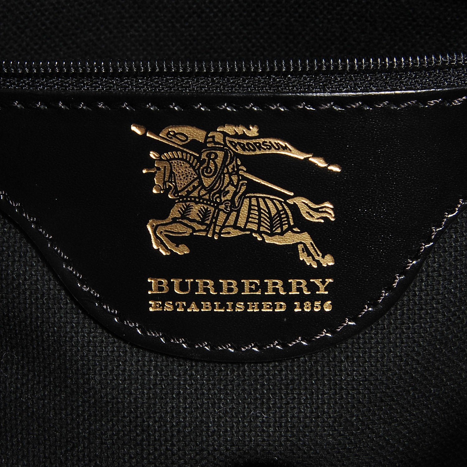 Burberry Grained Calfskin Haymarket Check Small Tote Black 6 of 8