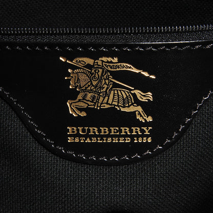 Burberry Grained Calfskin Haymarket Check Small Tote Black 6 of 8