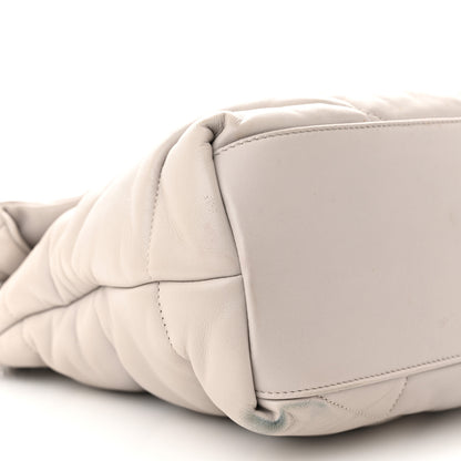 Saint Laurent Lambskin Quilted Medium Loulou Puffer Monogram Chain Satchel Blanc Vintage 9 of 15