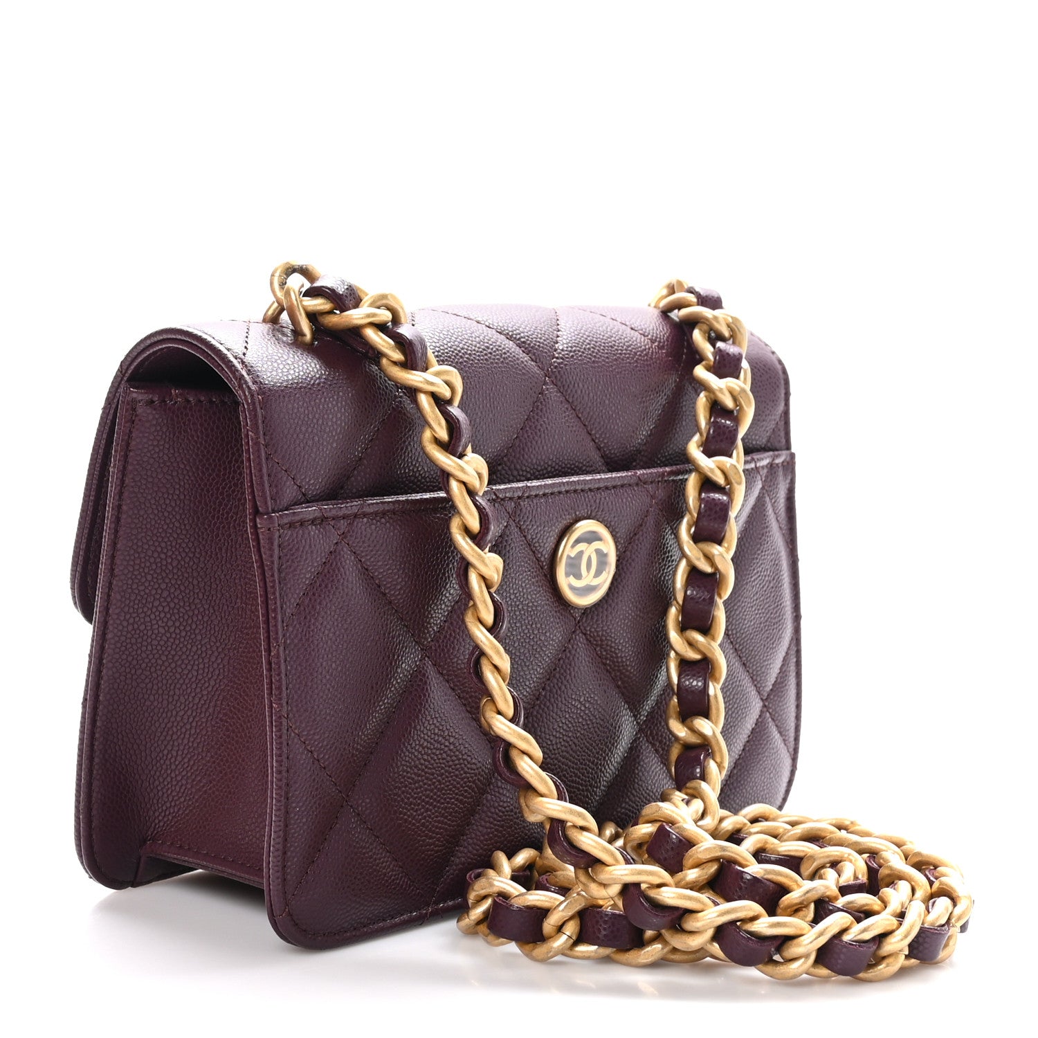 Chanel Caviar Quilted CC Mini Flap Dark Burgundy 3 of 11