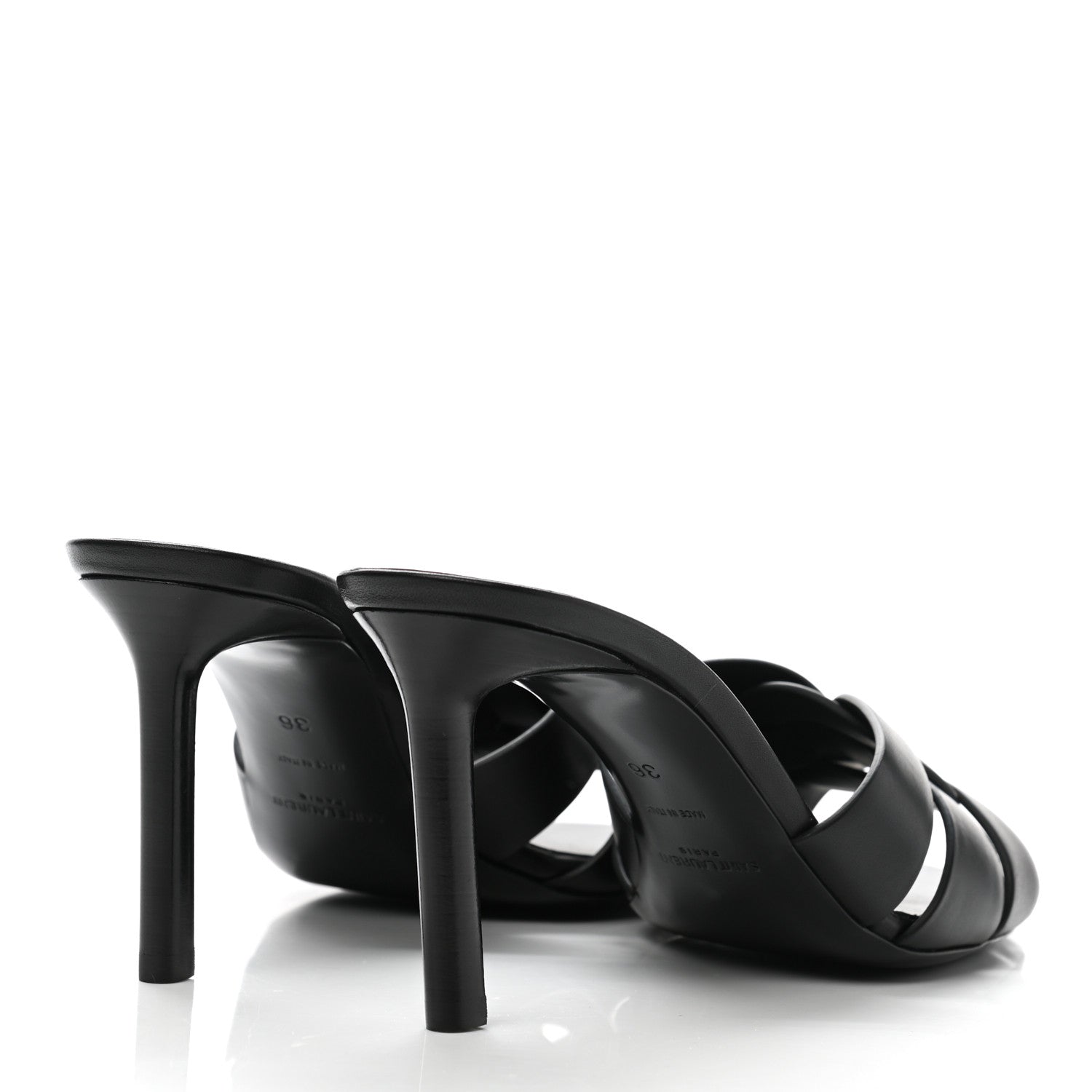 Saint Laurent Calfskin Tribute 85 Slide Sandals 36 Black 4 of 8
