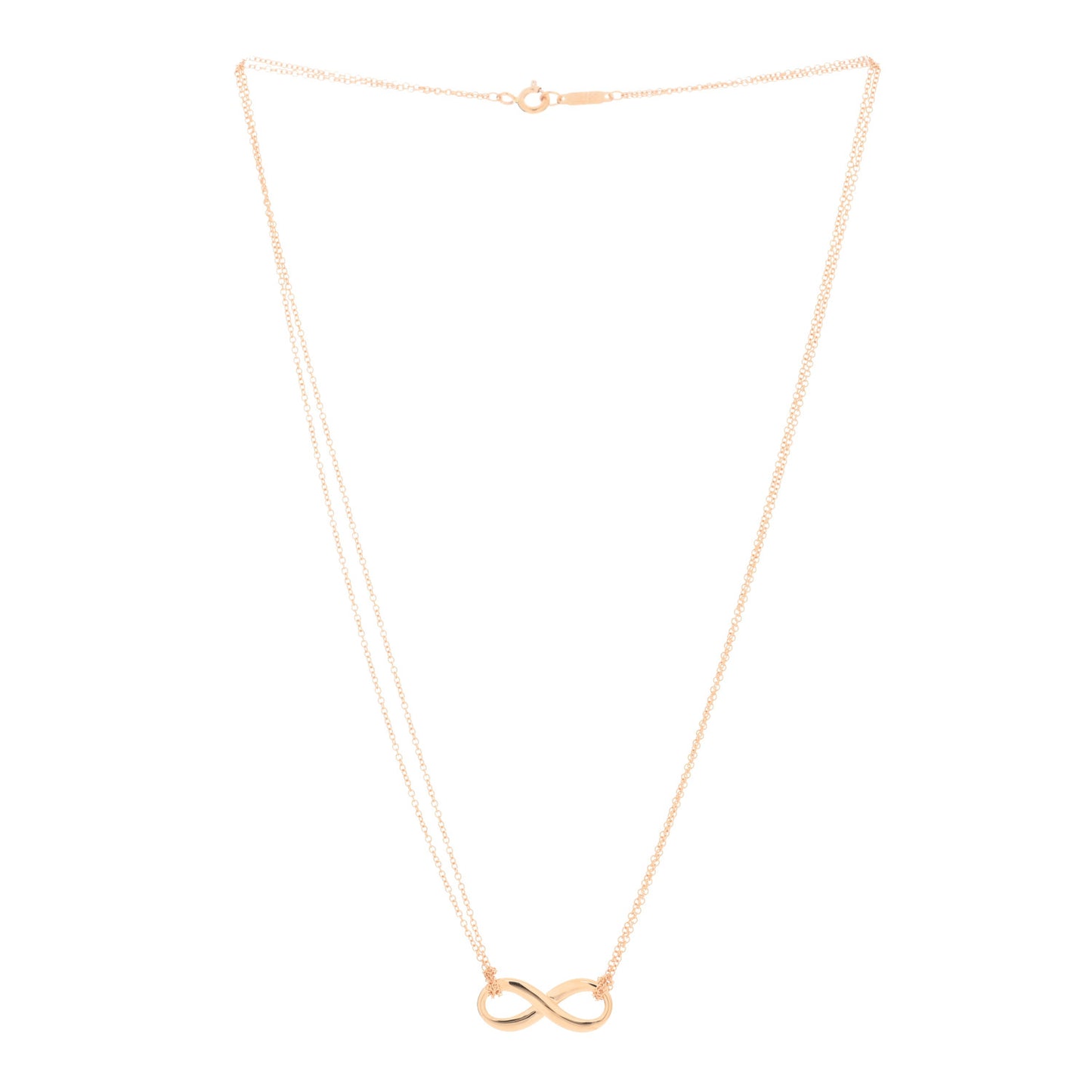 18K Rose Gold Infinity Double Chain Pendant Necklace