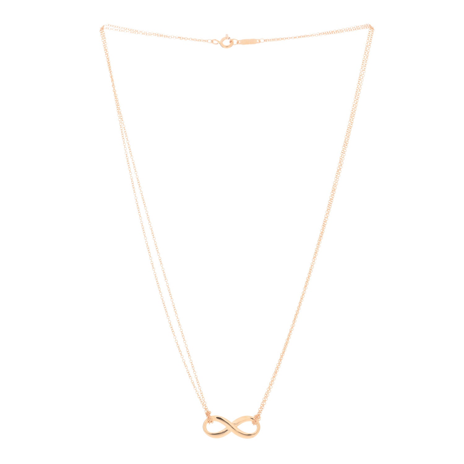 Tiffany 18K Rose Gold Infinity Double Chain Pendant Necklace 2 of 3