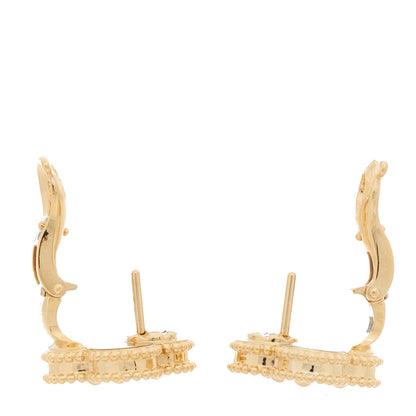 Van Cleef & Arpels 18K Yellow Gold Guilloche Vintage Alhambra Earrings 3 of 5